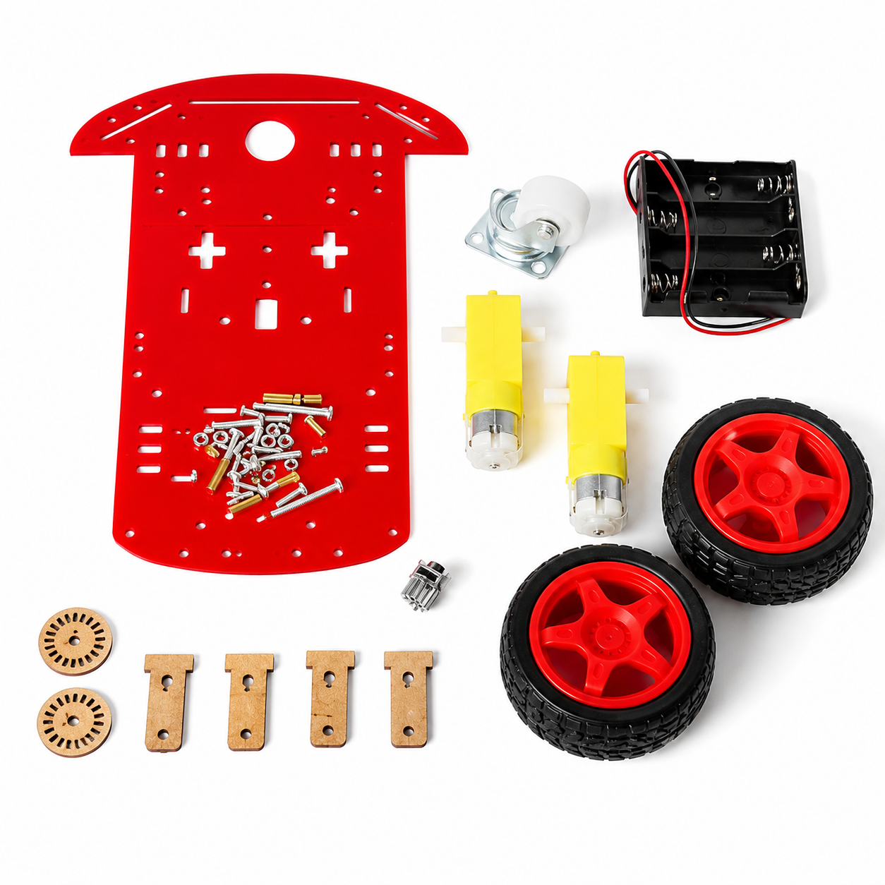 3 Wheel Acrylic Chassis with Motors and Wheels