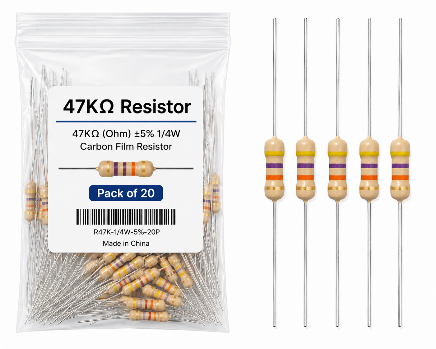 47KΩ Resistor Pack of 20