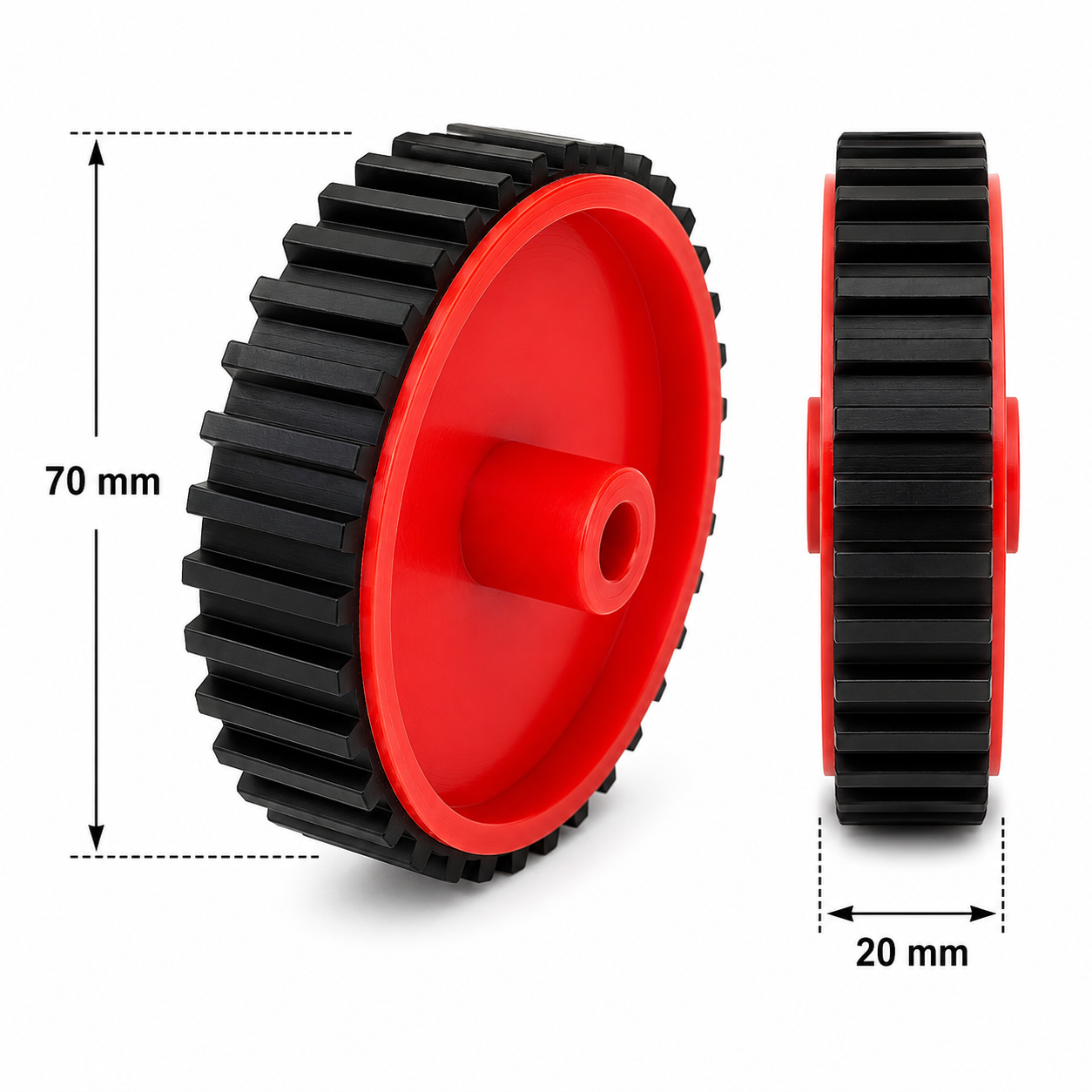 70mm × 20mm Wheels for DC Geared Motors Robotic vehicles, automation systems, mobile robots.