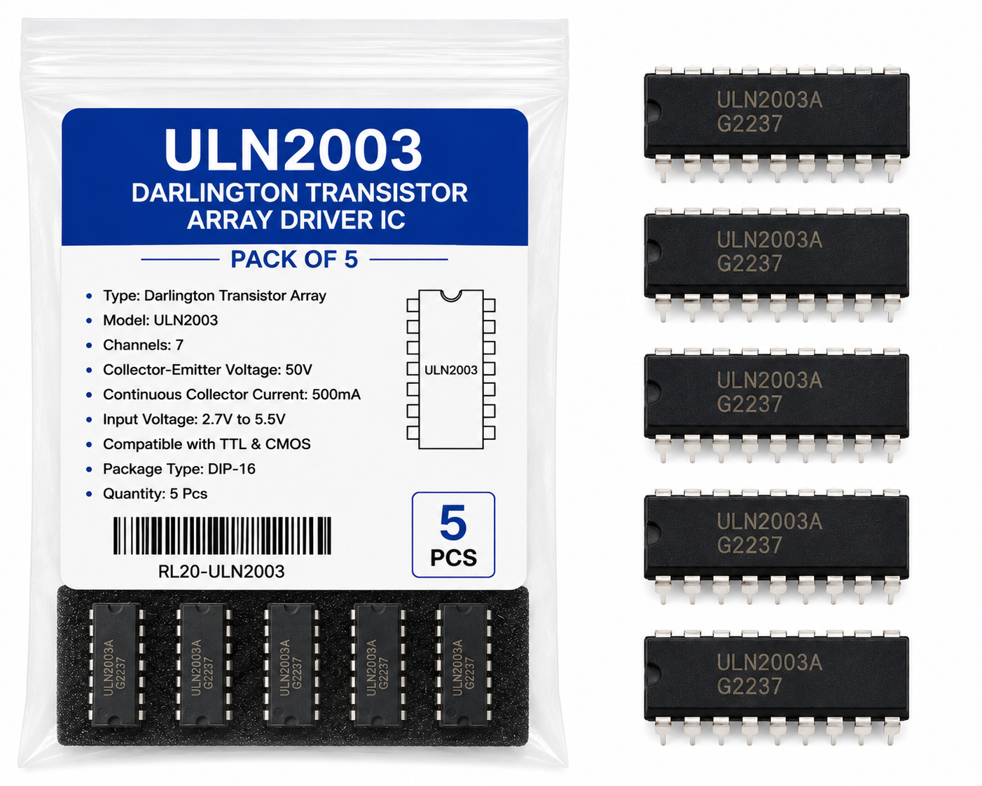 ULN2003 Driver IC Pack of 5